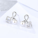 S925 Sterling Silver Earrings Female Fashion Zircon Inlaid Bead Earrings Creative Jewelry