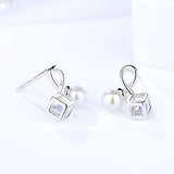 S925 Sterling Silver Earrings Female Fashion Zircon Inlaid Bead Earrings Creative Jewelry