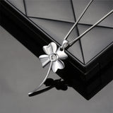  Silver Clover Pendant Necklace