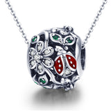 S925 sterling silver Oxidized zirconia flower border charms
