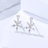 S925 Sterling Silver Earrings Small Fresh Flower-shaped Earrings Sweet Zircon-inlaid Accessories