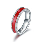 Red enamel with Clear CZ Ring