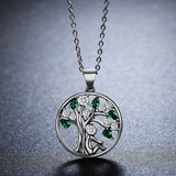 S925 Sterling Silver Snuggle Necklace Oxidized Tree of Life Zircon Pendant Necklace