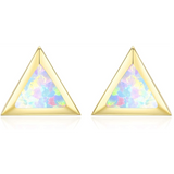 Opal Triangle Stud Earrings, Sterling Silver Triangle Earrings For Women