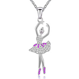 Silver Dancing Ballerina Necklace Recital Dancer Gift Ballet Pendant Necklace for Girls Women