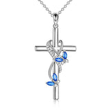 Butterfly Cross Necklace 925 Sterling Silver Cross Necklace for Women Girls Butterfly Jewelry Gifts