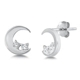 Silver Moon & Star Stud Earrings