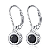 Clear Round CZ Earrings Cubic Zirconia Drop Black Gemstone Earrings