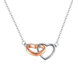 Wholesale Fashionable Creative Double Heart Girl Necklace Silver Jewelry