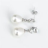 Engagement Moon Pearl Earrings Mount Silver Color Pearl Earrings