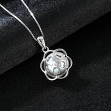 S925 sterling silver  freshwater pearl flower pendant fashion ladies necklace