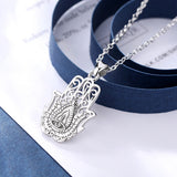 925 Sterling Silver Hamsa Hand Pendant Necklace Good Luck Charm Fine Jewelry Girl Boy Birthday Surprise Gift