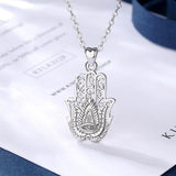 925 Sterling Silver Hamsa Hand Pendant Necklace Good Luck Charm Fine Jewelry Girl Boy Birthday Surprise Gift