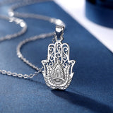 925 Sterling Silver Hamsa Hand Pendant Necklace Good Luck Charm Fine Jewelry Girl Boy Birthday Surprise Gift