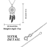 925 Sterling Silver Dream catcher & Feather Pendant Necklace for Women girl Fine Jewelry Gift haute joaillerie