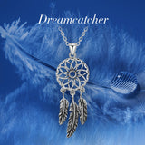 925 Sterling Silver Dream catcher & Feather Pendant Necklace for Women girl Fine Jewelry Gift haute joaillerie