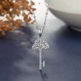 925 Sterling Silver Key & Tree Of Life Pendant Necklaces 18 / 20 inch Silver Link  Chain Fashion Jewelry Party Gift