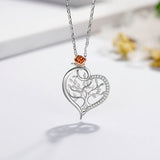 925 Sterling Silver Luxury Rose gold Plated rose Flower Tree Pendant Heart CZ Necklace For Women girl Fine Jewelry with box