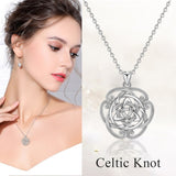 925 Sterling Silver Luxury irish triquetra Celtics Flower Pendant Necklace For Women Birthday Gifts Fine Jewelry