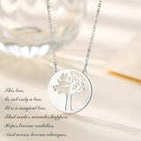 925 Sterling Silver Tree of Life Necklace Simple Coin Necklace Pendant Fine Polishing Jewelry for girl Christmas Gift