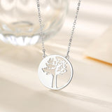 925 Sterling Silver Tree of Life Necklace Simple Coin Necklace Pendant Fine Polishing Jewelry for girl Christmas Gift