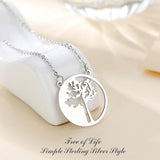 925 Sterling Silver Tree of Life Necklace Simple Coin Necklace Pendant Fine Polishing Jewelry for girl Christmas Gift