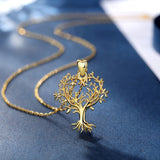 925 Sterling Silver Tree of Life Pendant Necklace Women Fine Jewelry Gold Tree choker for grandmother Birthday Gift