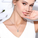 925 Sterling Silver Hamas Hand Of Fatima Pendant Necklace Blue CZ Charm Silver 925 Original Jewelry