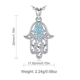 925 Sterling Silver Hamas Hand Of Fatima Pendant Necklace Blue CZ Charm Silver 925 Original Jewelry