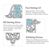 925 Sterling Silver Hamas Hand Of Fatima Pendant Necklace Blue CZ Charm Silver 925 Original Jewelry