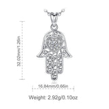 925 Sterling Silver Hamas Hand Of Fatima Pendant Necklace Clean CZ Charm Silver 925 Original Jewelry