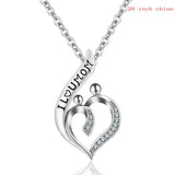 Authentic 925 Sterling Silver I Love Mom Gift For Mother Pendant Heart CZ Necklace for Women Trendy Jewelry