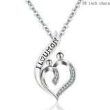 Authentic 925 Sterling Silver I Love Mom Gift For Mother Pendant Heart CZ Necklace for Women Trendy Jewelry