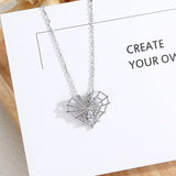 Sterling Silver Spider Dreamcatcher Pendant Spider Web Necklace with Clear CZ Crystal Silver Jewelry Friendship Gift