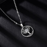 Sterling Silver Tree of life Pendant Necklace silver Nature Tree Necklaces with Crystal CZ for Birthday Gift