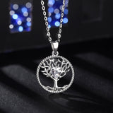 Sterling Silver Tree of life Pendant Necklace silver Nature Tree Necklaces with Crystal CZ for Birthday Gift