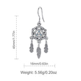 Unique Real 925 Sterling Silver Dream Catcher & Eye of God Earring Romantic Feather Drop Earring Fine Jewelry Gift