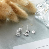 925 Sterling Silver Loyal Partners Little dog Animal Small Crystal Stud Earrings for Women fine Jewelry