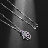 925 Sterling Silver Lucky Hamsa Hand Pendant Necklaces for Women Girls Gift Purple Zircon Fashion Sterling-silver Jewelry