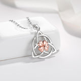 925 Sterling Silver Triangle Celtics Knot Pendant Necklace Rose gold plated Celtic-Shamrock Necklace good luck fine jewelry