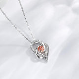 925 Sterling Silver rose Pendant Necklace I love you Silver Choker Statement Necklace with box Women fashion Jewelry