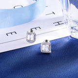 925 Sterling Silver Zircon Square Stud Earrings for Women Girls Trendy Fashion Silver Jewelry High Quality