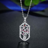 Genuine 925 Sterling Silver PinK Tree of life Pendant Necklace Fashion Jewelry for Women Unique Jewelrys Accessories