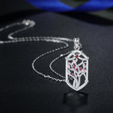 Genuine 925 Sterling Silver PinK Tree of life Pendant Necklace Fashion Jewelry for Women Unique Jewelrys Accessories