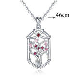 Genuine 925 Sterling Silver PinK Tree of life Pendant Necklace Fashion Jewelry for Women Unique Jewelrys Accessories