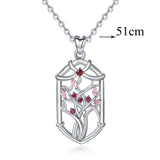 Genuine 925 Sterling Silver PinK Tree of life Pendant Necklace Fashion Jewelry for Women Unique Jewelrys Accessories