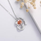 Sterling Silver Rose Flower Pendant Rose gold rose Flower Necklace with CZ I love you to the moon and back Jewelry