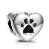 925 Sterling Silver Personalized Your Love Heart Color Photo Charm With Puppy Paw Print