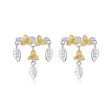 S925 Sterling silver Leaf Tassel Stud Earring Dangle Drop Earring