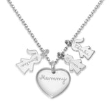 925 Sterling Silver Personalized Love Heart Family Necklace Adjustable 16”-20”